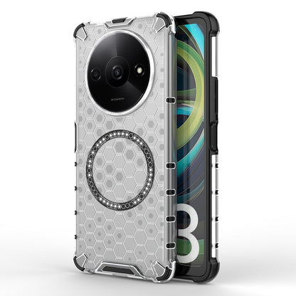 Funda MagSafe para Xiaomi Redmi A3x / A3, Techsuit, HoneyComb Shield, Blanca