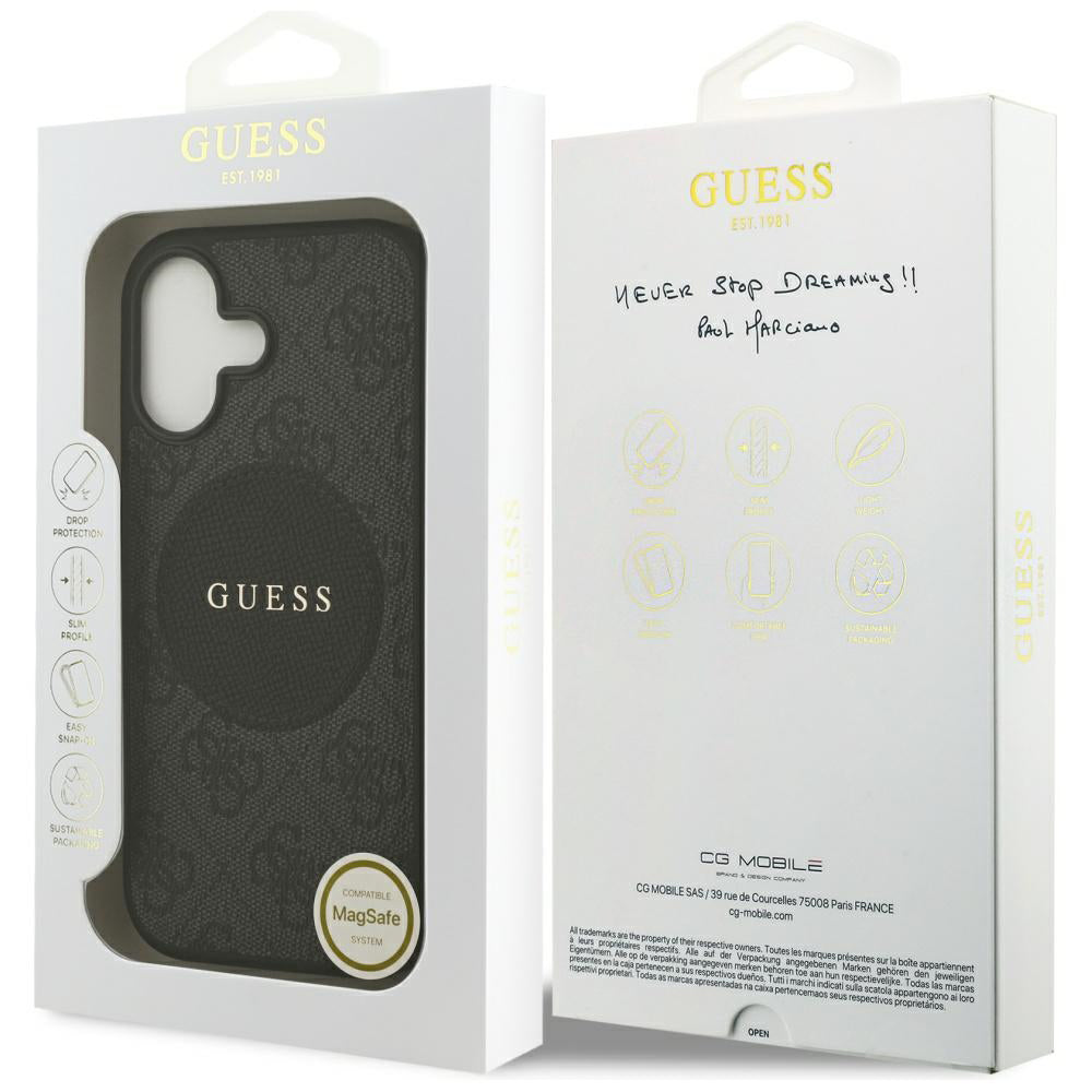 Funda MagSafe para Apple iPhone 17, Guess, 4G Circle Classic Logo, Negra