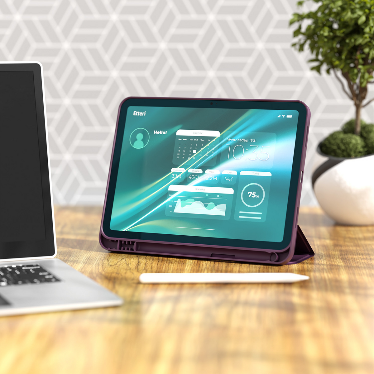 Funda para Apple iPad (2026) / (2025) / (2022), Etteri, color burdeos