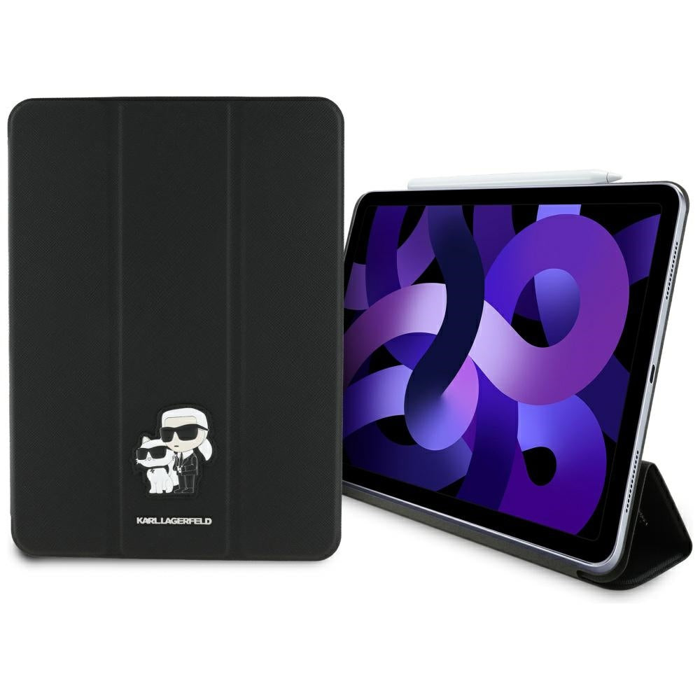 Funda para Apple iPad Air 11 (2025) / Air 11 (2024), Karl Lagerfeld, Saffiano Karl & Choupette, Negra.
