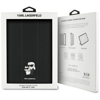 Funda para Apple iPad Air 11 (2025) / Air 11 (2024), Karl Lagerfeld, Saffiano Karl & Choupette, Negra.