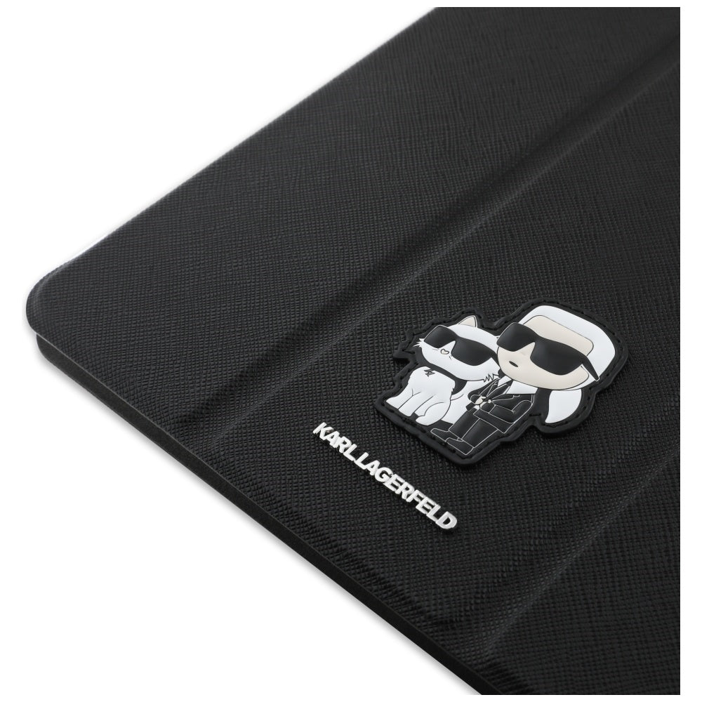 Funda para Apple iPad Air 13 (2025) / Air 13 (2024), Karl Lagerfeld, Saffiano Karl & Choupette, Negra.