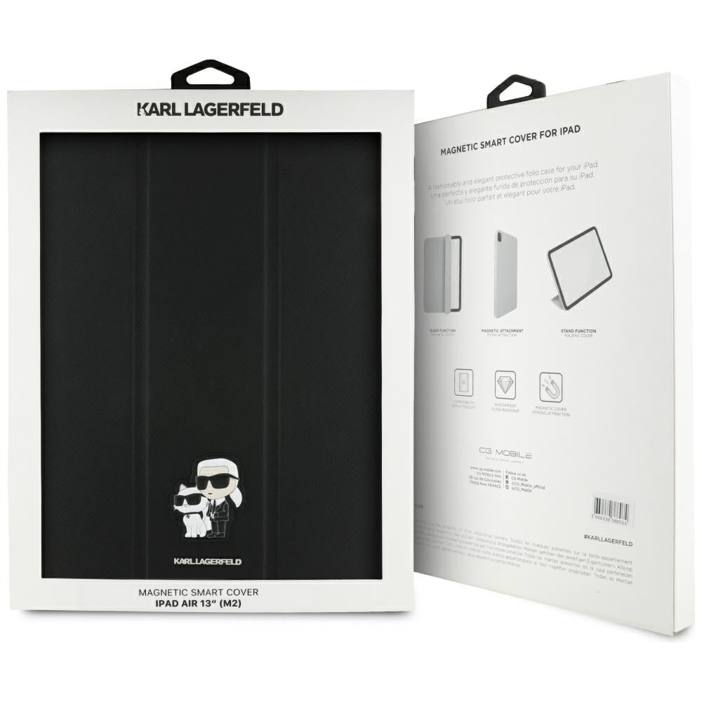 Funda para Apple iPad Air 13 (2025) / Air 13 (2024), Karl Lagerfeld, Saffiano Karl & Choupette, Negra.