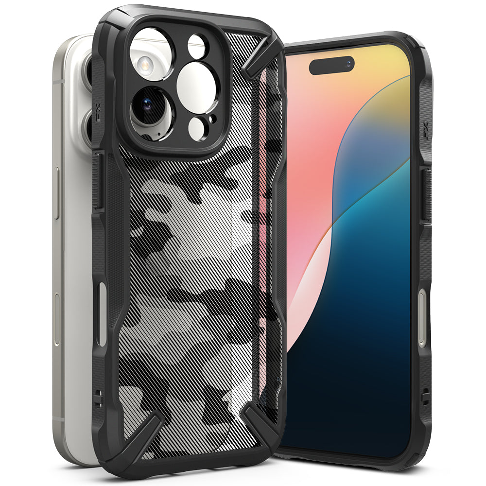 Funda para Apple iPhone 16 Pro, Ringke, Fusion X Camo, Negro 