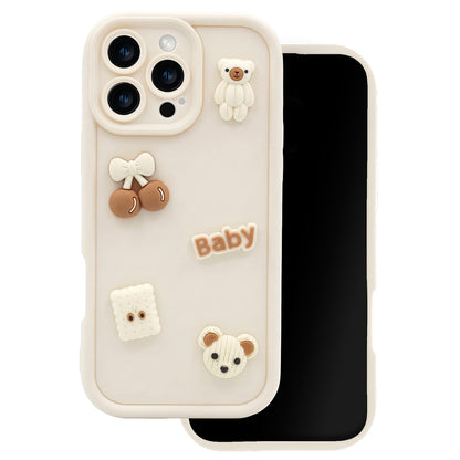 Funda para Apple iPhone 14, OEM, Ultra Trendy 3D Bear, Beige