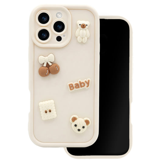 Funda para Apple iPhone 14, OEM, Ultra Trendy 3D Bear, Beige