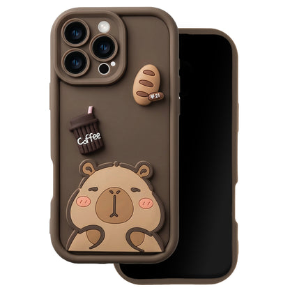 Funda para Apple iPhone 12, OEM, Ultra Trendy 3D Capybara, Marrón