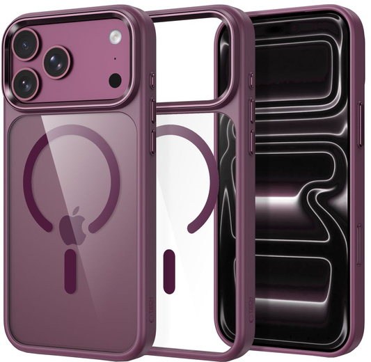 Funda para Apple iPhone 18 Pro / 17 Pro, Tech-Protect, Magmat CC, Vino Transparente