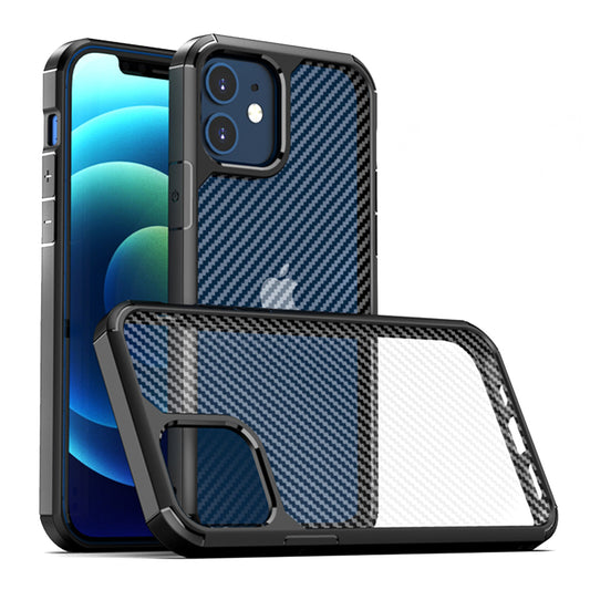 Funda para Apple iPhone 12 / 12 Pro, Techsuit, CarbonFuse, Negra