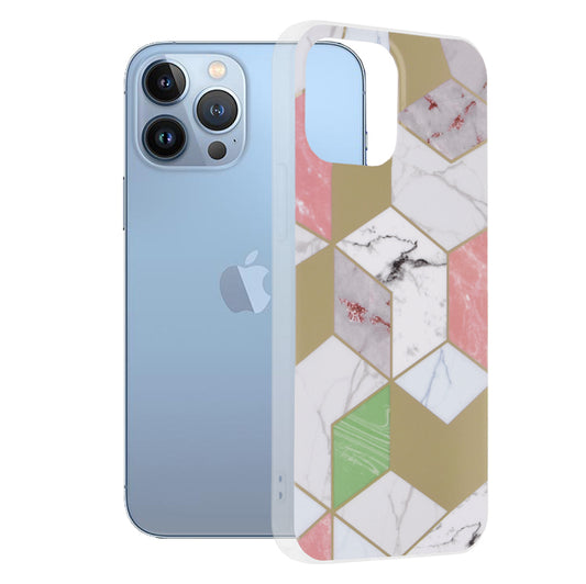 Funda para Apple iPhone 13 Pro Max, Techsuit, Marble, Morado