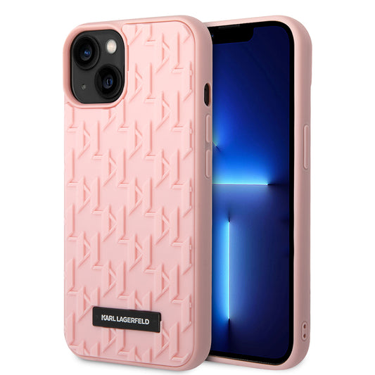 Funda para Apple iPhone 14 Plus, Karl Lagerfeld, Monograma 3D, Rosa.
