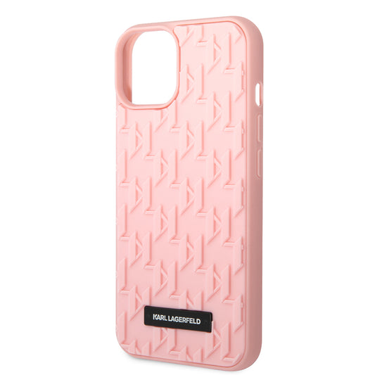 Funda para Apple iPhone 14 Plus, Karl Lagerfeld, Monograma 3D, Rosa.