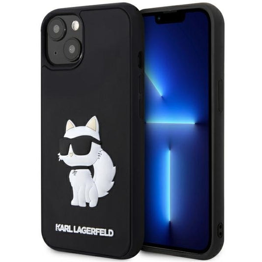 Funda para Apple iPhone 14 Plus, Karl Lagerfeld, 3D Rubber Choupette, Negra