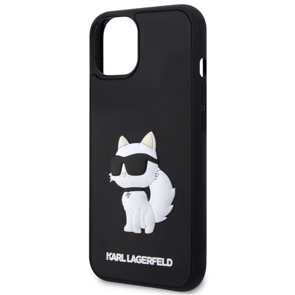 Funda para Apple iPhone 14 Plus, Karl Lagerfeld, 3D Rubber Choupette, Negra