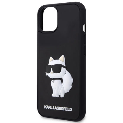 Funda para Apple iPhone 14 Plus, Karl Lagerfeld, 3D Rubber Choupette, Negra