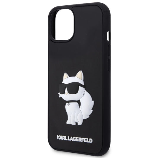 Funda para Apple iPhone 14 Plus, Karl Lagerfeld, 3D Rubber Choupette, Negra