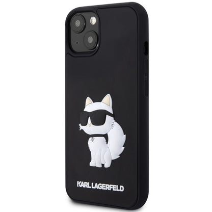 Funda para Apple iPhone 14 Plus, Karl Lagerfeld, 3D Rubber Choupette, Negra