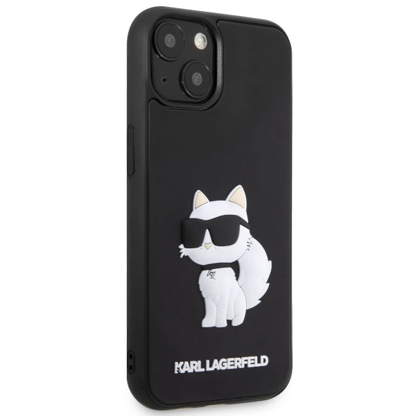 Funda para Apple iPhone 14 Plus, Karl Lagerfeld, 3D Rubber Choupette, Negra