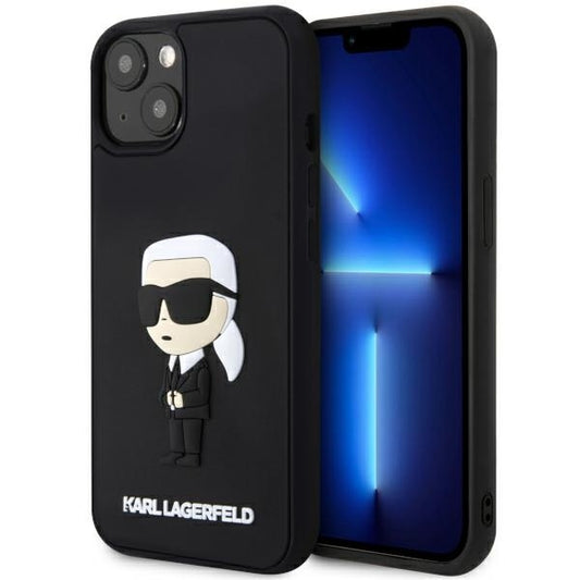 Funda para Apple iPhone 14 Plus, Karl Lagerfeld, 3D Rubber Ikonik Karl, Negra