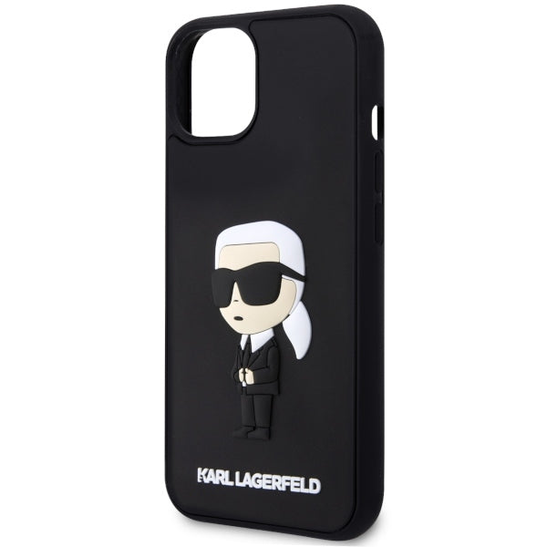 Funda para Apple iPhone 14 Plus, Karl Lagerfeld, 3D Rubber Ikonik Karl, Negra