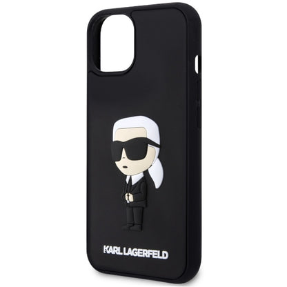 Funda para Apple iPhone 14 Plus, Karl Lagerfeld, 3D Rubber Ikonik Karl, Negra
