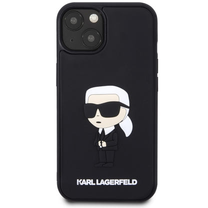 Funda para Apple iPhone 14 Plus, Karl Lagerfeld, 3D Rubber Ikonik Karl, Negra