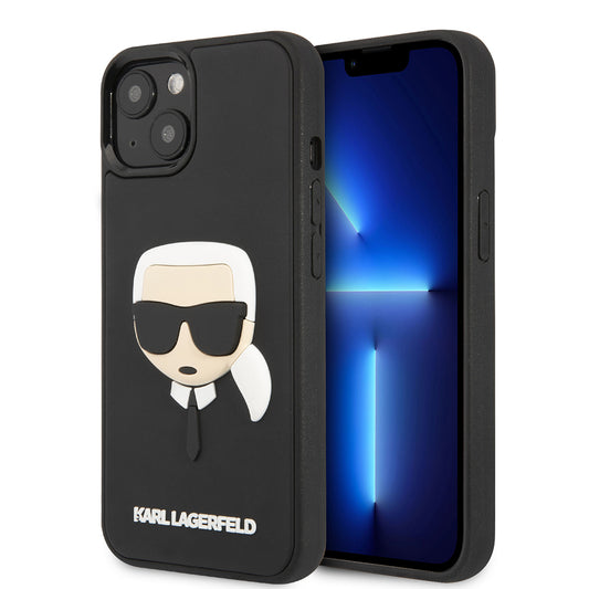 Funda para Apple iPhone 14 Plus, Karl Lagerfeld, Cabeza de Karl 3D de Goma, Negra
