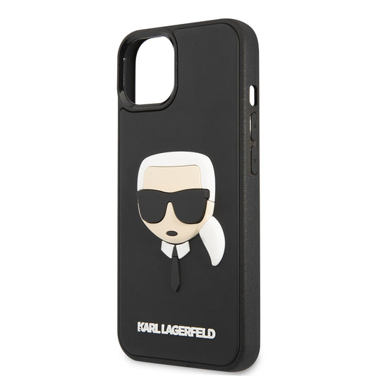 Funda para Apple iPhone 14 Plus, Karl Lagerfeld, Cabeza de Karl 3D de Goma, Negra