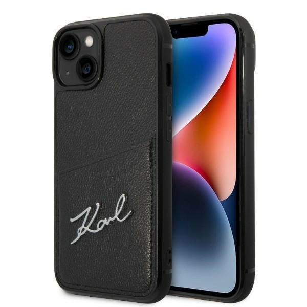 Funda para Apple iPhone 14 Plus, Karl Lagerfeld, Cardslots Signature Logo, Negra