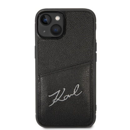 Funda para Apple iPhone 14 Plus, Karl Lagerfeld, Cardslots Signature Logo, Negra