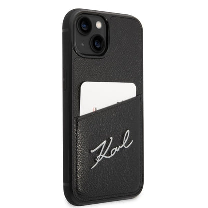 Funda para Apple iPhone 14 Plus, Karl Lagerfeld, Cardslots Signature Logo, Negra