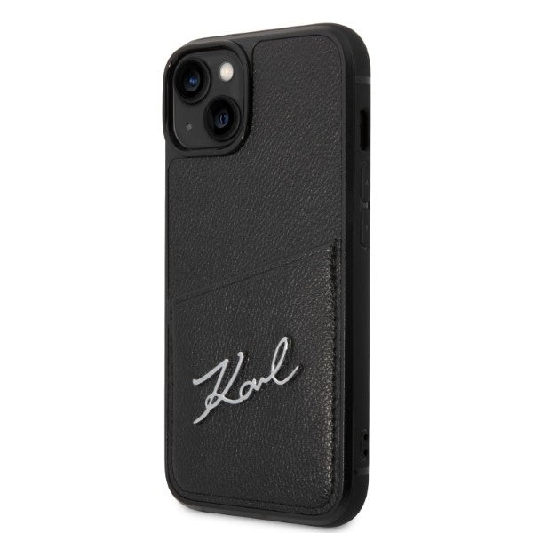 Funda para Apple iPhone 14 Plus, Karl Lagerfeld, Cardslots Signature Logo, Negra