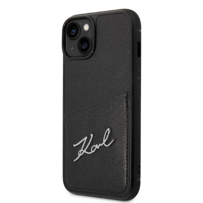 Funda para Apple iPhone 14 Plus, Karl Lagerfeld, Cardslots Signature Logo, Negra