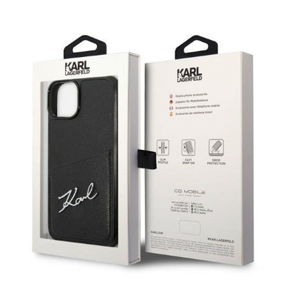 Funda para Apple iPhone 14 Plus, Karl Lagerfeld, Cardslots Signature Logo, Negra