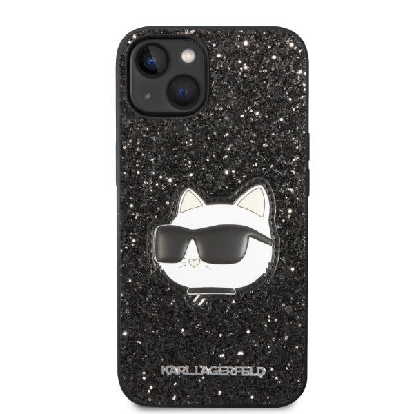 Funda para Apple iPhone 14 Plus, Karl Lagerfeld, Glitter Choupette Patch, Negra