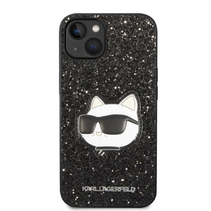 Funda para Apple iPhone 14 Plus, Karl Lagerfeld, Glitter Choupette Patch, Negra