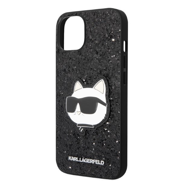Funda para Apple iPhone 14 Plus, Karl Lagerfeld, Glitter Choupette Patch, Negra