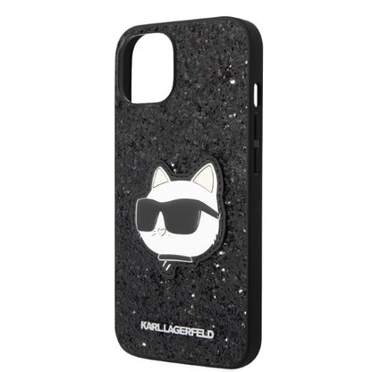 Funda para Apple iPhone 14 Plus, Karl Lagerfeld, Glitter Choupette Patch, Negra