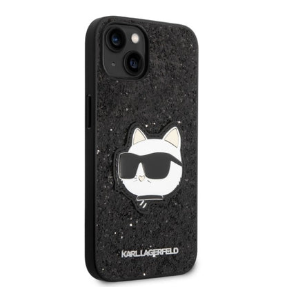 Funda para Apple iPhone 14 Plus, Karl Lagerfeld, Glitter Choupette Patch, Negra