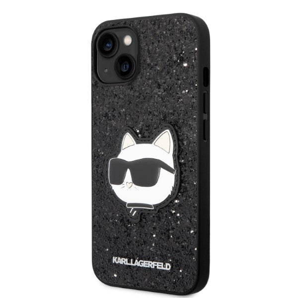 Funda para Apple iPhone 14 Plus, Karl Lagerfeld, Glitter Choupette Patch, Negra