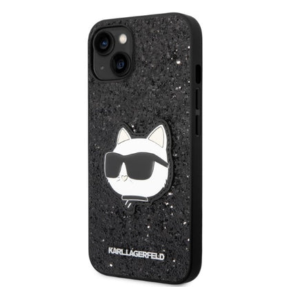 Funda para Apple iPhone 14 Plus, Karl Lagerfeld, Glitter Choupette Patch, Negra