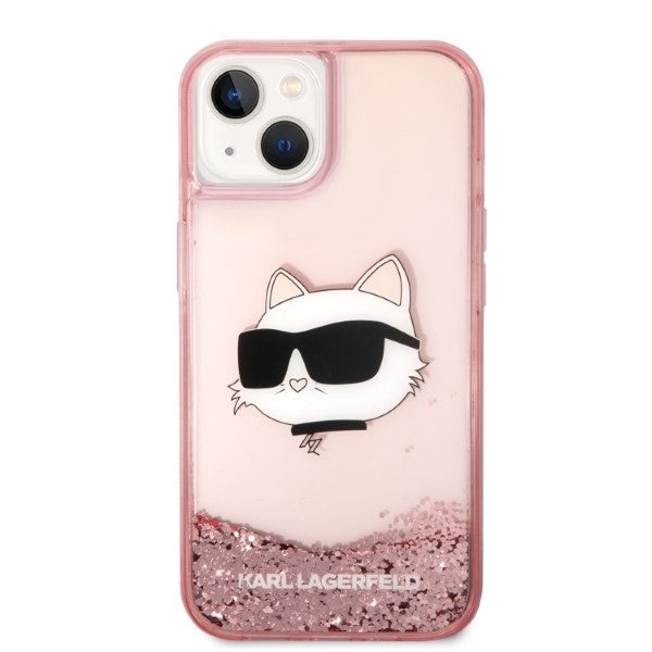 Case for Apple iPhone 14 Plus, Karl Lagerfeld, Glitter Choupette's Head, Pink