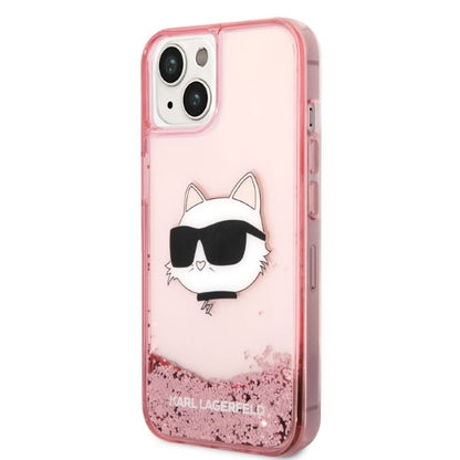 Case for Apple iPhone 14 Plus, Karl Lagerfeld, Glitter Choupette's Head, Pink