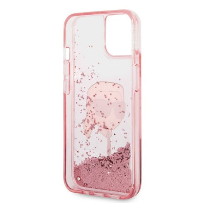 Funda para Apple iPhone 14 Plus, Karl Lagerfeld, Glitter Karl's Head, Rosa