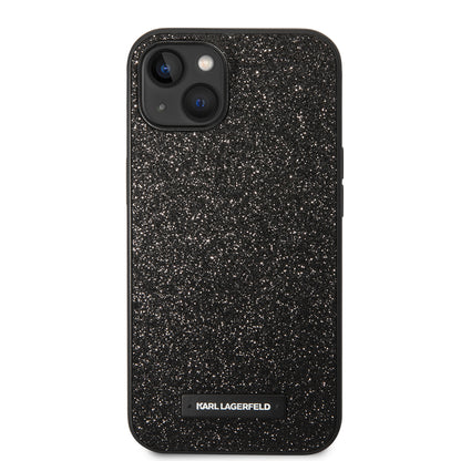 Funda para Apple iPhone 14 Plus, Karl Lagerfeld, Glitter Plaque Logo, Negra