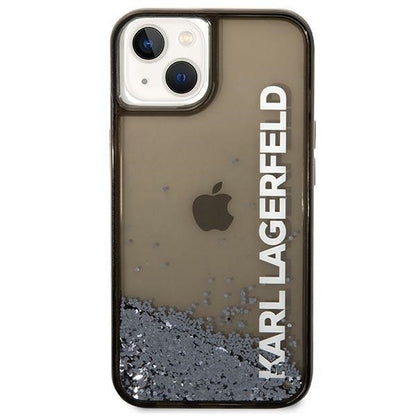 Funda para Apple iPhone 14 Plus, Karl Lagerfeld, Liquid Glitter KL Logo, Negra