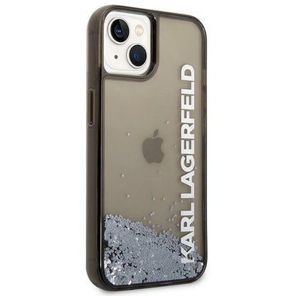 Funda para Apple iPhone 14 Plus, Karl Lagerfeld, Liquid Glitter KL Logo, Negra