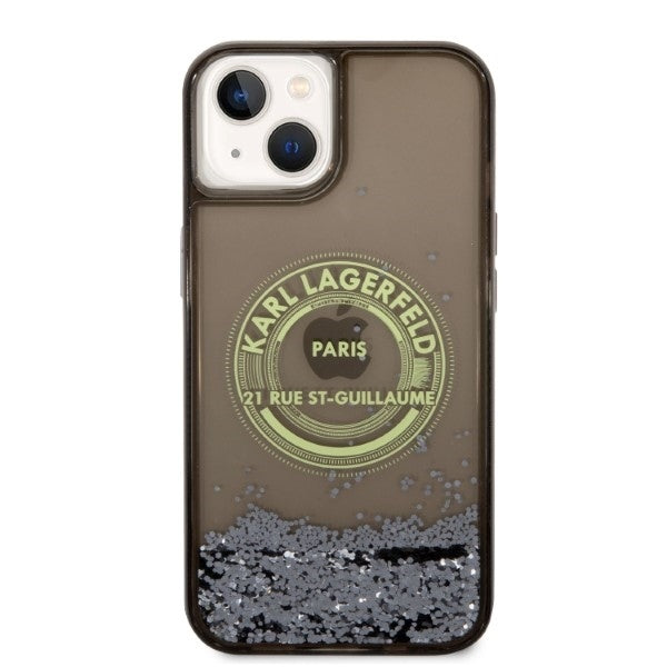 Funda para Apple iPhone 14 Plus, Karl Lagerfeld, Liquid Glitter RSG, Negra