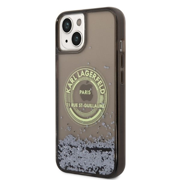 Funda para Apple iPhone 14 Plus, Karl Lagerfeld, Liquid Glitter RSG, Negra