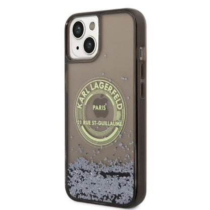 Funda para Apple iPhone 14 Plus, Karl Lagerfeld, Liquid Glitter RSG, Negra